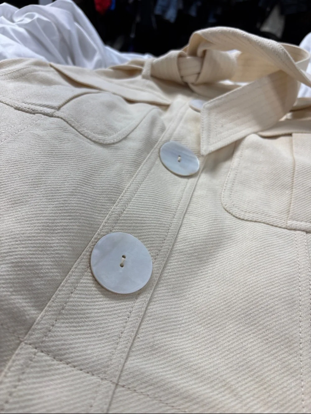 kate spade Luxe Cream Button-Front High Waist linnen blend  twill Skirt withBelt